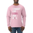 thumbnail image 1 of Wild Bobby I Fought Like A Girl and Won Breast Cancer Awareness Men Long Sleeve Shirt, Light Pink, Medium, 1 of 6