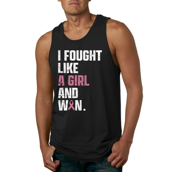 Wild Bobby I Fought Like A Girl and Won Breast Cancer Awareness Men Tank Top, Black, XX-Large