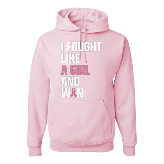 Wild Bobby I Fought Like A Girl and Won Breast Cancer Awareness Unisex Hoodie Sweatshirt, Light Pink, XX-Large