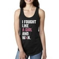 thumbnail image 1 of Wild Bobby I Fought Like A Girl and Won Breast Cancer Awareness Women Racerback Tank Top, Black, Small, 1 of 6