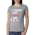 thumbnail image 1 of Wild Bobby I Fought Like A Girl and Won Breast Cancer Awareness Women Slim Fit Junior Tee, Heather Grey, XX-Large, 1 of 6