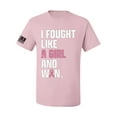 thumbnail image 1 of Wild Bobby I Fought Like A Girl and Won US Flag Breast Cancer Awareness Men Tee, Light Pink, Small, 1 of 5