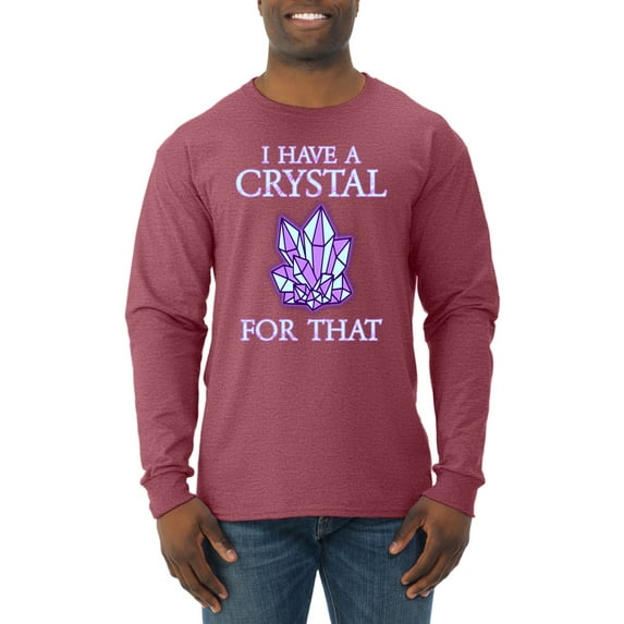 Wild Bobby, I Have Crystals For That Healing Stones Gemstone Chakra, Inspirational/Christian, Men Long Sleeve Shirt, Vintage Heather Red, XX-Large