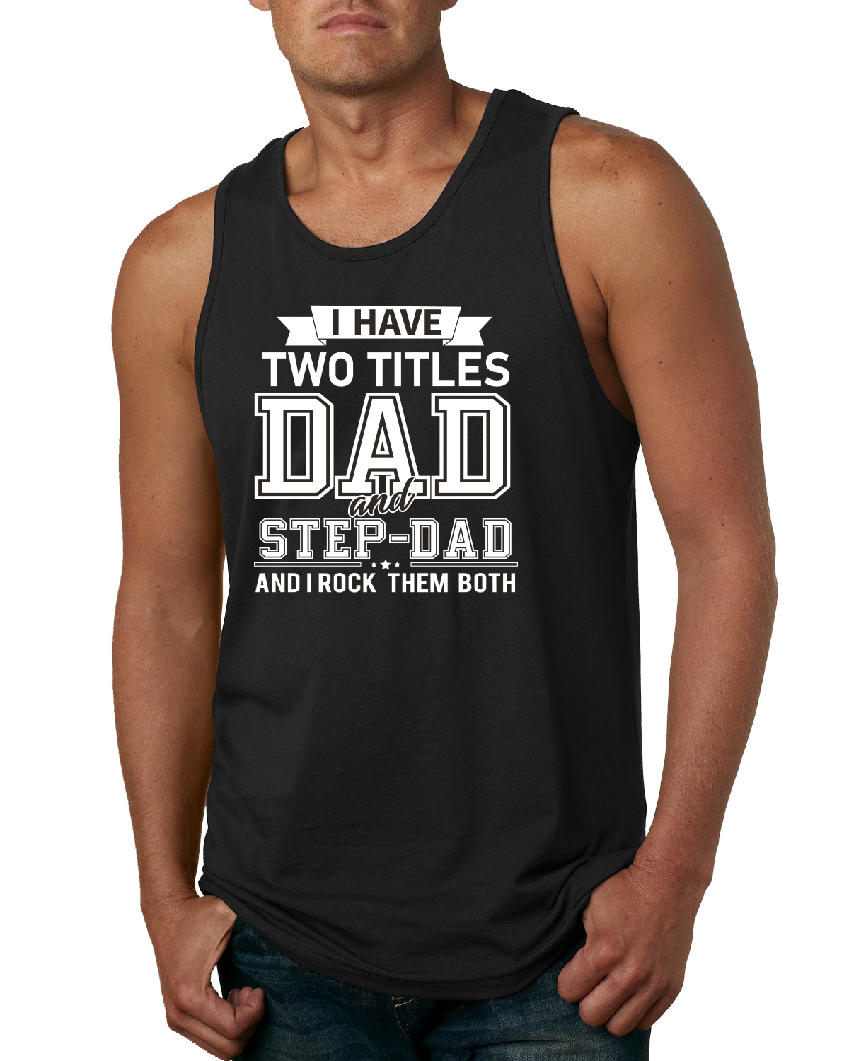 Wild Bobby,I Have Two Titles Dad and Step Dad Rock Them Both Step Dad Gift, Father's Day, Men Graphic Tank Top, Black, 2XL - image 1 of 3