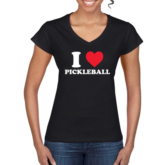 Wild Bobby I Heart Pickleball Classic I Love Pickle Ball Sports Women Standard V-Neck Tee