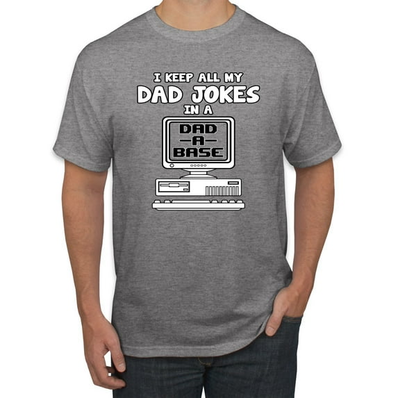 Wild Bobby, I Keep All My Dad Jokes in A Dad Base, Funny Father's Day Tee Father's Day Men Graphic Tee, Heather Grey, 4X-Large
