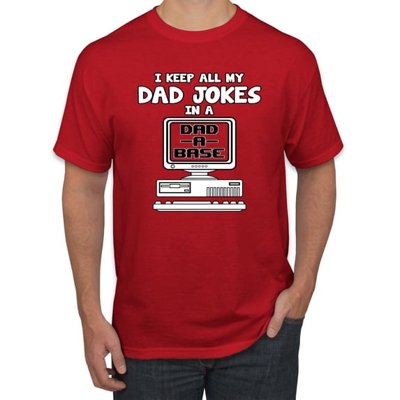Wild Bobby, I Keep All My Dad Jokes in A Dad Base, Funny Father's Day Tee Father's Day Men Graphic Tee, Red, 5X-Large