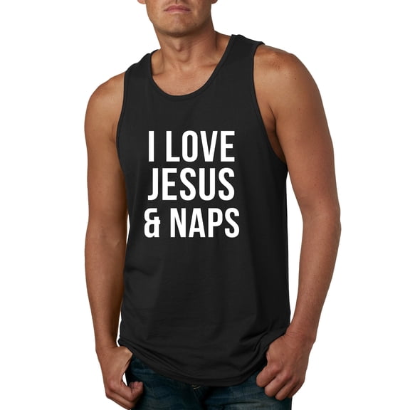 Wild Bobby, I Love Jesus & Naps Inspirational/Christian Men Graphic Tank Top, Black, Small