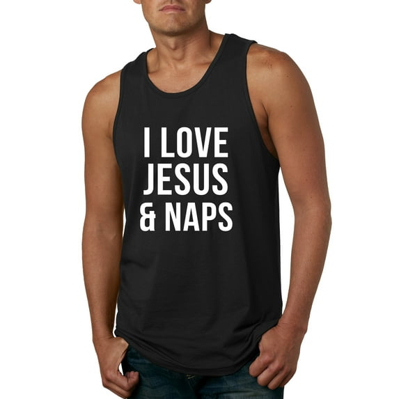 Wild Bobby, I Love Jesus & Naps Inspirational/Christian Men Graphic Tank Top, Black, Small