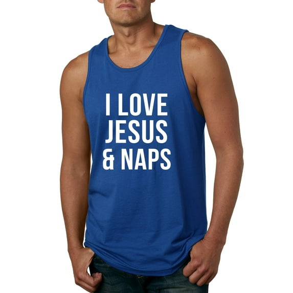 Wild Bobby, I Love Jesus & Naps Inspirational/Christian Men Graphic Tank Top, Royal, Large
