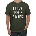 thumbnail image 1 of Wild Bobby, I Love Jesus & Naps Inspirational/Christian Men Graphic Tee, Military Green, Large, 1 of 6