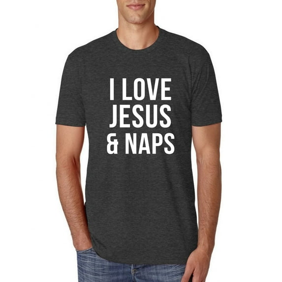 Wild Bobby, I Love Jesus & Naps Inspirational/Christian Men Premium Tri Blend Tee, Vintage Black, Small