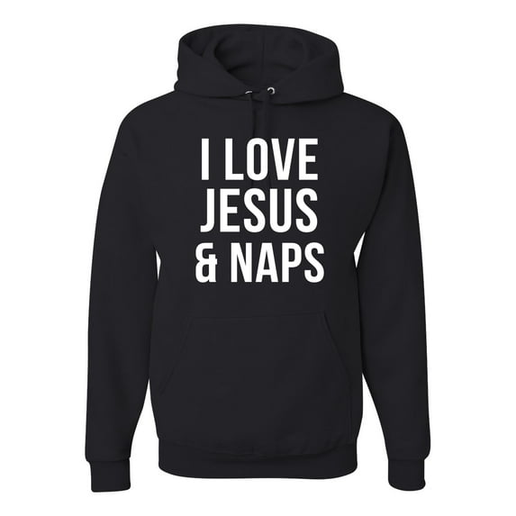 Wild Bobby, I Love Jesus & Naps Inspirational/Christian Unisex Graphic Hoodie Sweatshirt, Black, Small