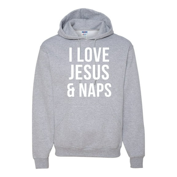 Wild Bobby, I Love Jesus & Naps Inspirational/Christian Unisex Graphic Hoodie Sweatshirt, Heather Grey, 3X-Large
