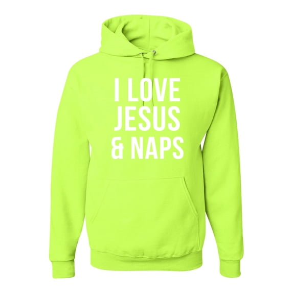 Wild Bobby, I Love Jesus & Naps Inspirational/Christian Unisex Graphic Hoodie Sweatshirt, Safety Green, Small
