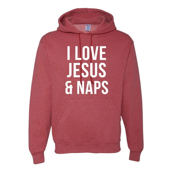 Wild Bobby, I Love Jesus & Naps Inspirational/Christian Unisex Graphic Hoodie Sweatshirt, Vintage Heather Red, XX-Large