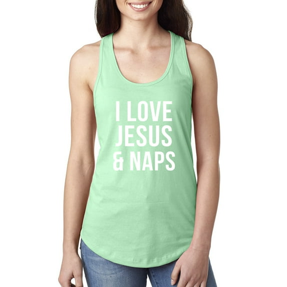 Wild Bobby I Love Jesus & Naps Inspirational/Christian Women Racerback Tank Top, Mint, Small