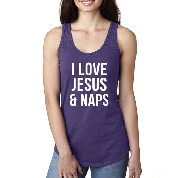 Wild Bobby, I Love Jesus & Naps Inspirational/Christian Women Racerback Tank Top, Purple Rush, Large