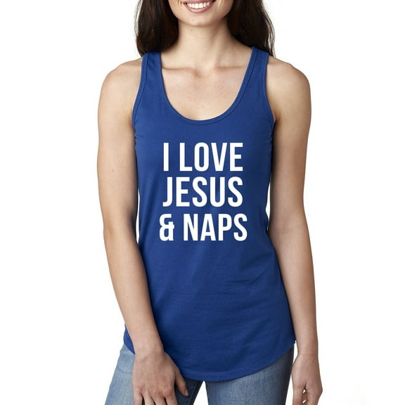 Wild Bobby, I Love Jesus & Naps Inspirational/Christian Women Racerback Tank Top, Royal, Large