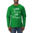 thumbnail image 1 of Wild Bobby I Love Jesus and Naps Inspirational/Christian Men Long Sleeve Shirt, Kelly, Large, 1 of 5