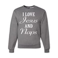 thumbnail image 1 of Wild Bobby I Love Jesus and Naps Inspirational/Christian Unisex Crewneck Graphic Sweatshirt, Heather Grey, 3X-Large, 1 of 5