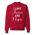 thumbnail image 1 of Wild Bobby I Love Jesus and Naps Inspirational/Christian Unisex Crewneck Graphic Sweatshirt, Red, 3X-Large, 1 of 5