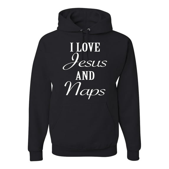 Wild Bobby I Love Jesus and Naps Inspirational/Christian Unisex Graphic Hoodie Sweatshirt, Black, Small
