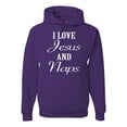 thumbnail image 1 of Wild Bobby I Love Jesus and Naps Inspirational/Christian Unisex Graphic Hoodie Sweatshirt, Purple, 3X-Large, 1 of 5