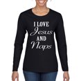 thumbnail image 1 of Wild Bobby I Love Jesus and Naps Inspirational/Christian Women Graphic Long Sleeve Tee, Black, Small, 1 of 5