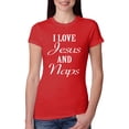 thumbnail image 1 of Wild Bobby I Love Jesus and Naps Inspirational/Christian Women Slim Fit Junior Tee, Red, Medium, 1 of 5