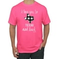 thumbnail image 1 of Wild Bobby, I Love You To Texas And Back Plaid Pop Culture Men's Graphic T-Shirt, Neon Pink, Medium, 1 of 3