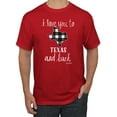 thumbnail image 1 of Wild Bobby, I Love You To Texas And Back Plaid Pop Culture Men's Graphic T-Shirt, Red, Large, 1 of 3