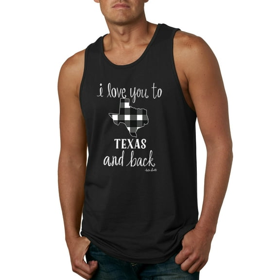 Wild Bobby, I Love You To Texas And Back Plaid Pop Culture Mens Graphic Tank Top, Black, Small