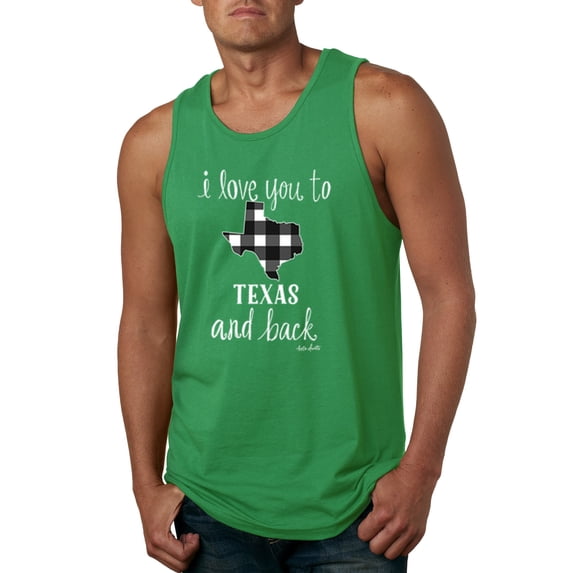 Wild Bobby, I Love You To Texas And Back Plaid Pop Culture Mens Graphic Tank Top, Kelly, Small
