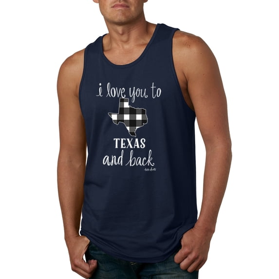 Wild Bobby, I Love You To Texas And Back Plaid Pop Culture Mens Graphic Tank Top, Navy, 2XL