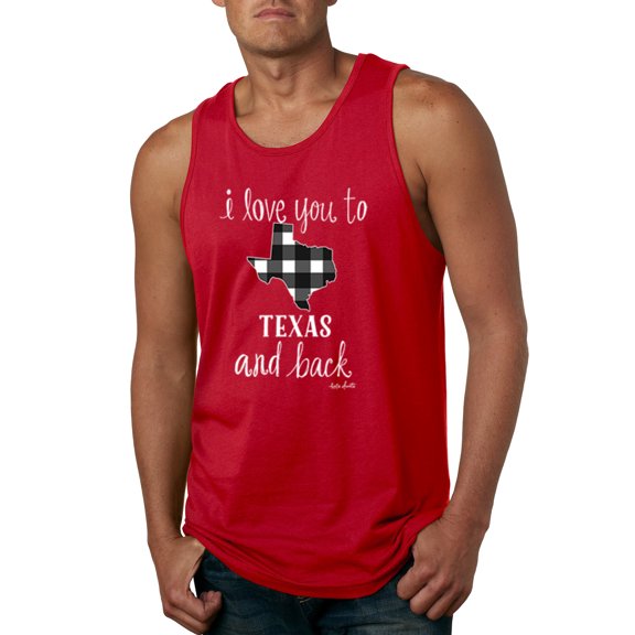 Wild Bobby, I Love You To Texas And Back Plaid Pop Culture Mens Graphic Tank Top, Red, 3XL