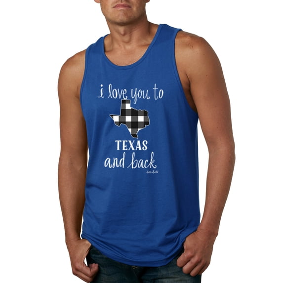 Wild Bobby, I Love You To Texas And Back Plaid Pop Culture Mens Graphic Tank Top, Royal, X-Large