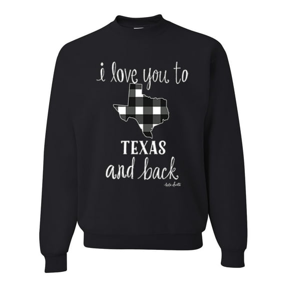Wild Bobby, I Love You To Texas And Back Plaid Pop Culture Unisex Crewneck Graphic Sweatshirt, Black, 5XL