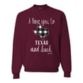 thumbnail image 1 of Wild Bobby, I Love You To Texas And Back Plaid Pop Culture Unisex Crewneck Graphic Sweatshirt, Maroon, 2XL, 1 of 3