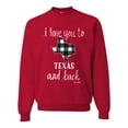 thumbnail image 1 of Wild Bobby, I Love You To Texas And Back Plaid Pop Culture Unisex Crewneck Graphic Sweatshirt, Red, 2XL, 1 of 3