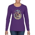 thumbnail image 1 of Wild Bobby I Only Told The Moon, Moon Phases Daisies and Butterflies Vintage Women Graphic Long Sleeve Tee, Purple, Small, 1 of 6