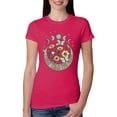 thumbnail image 1 of Wild Bobby I Only Told The Moon, Moon Phases Daisies and Butterflies Vintage Women Slim Fit Junior Tee, Raspberry, Small, 1 of 6