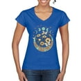 thumbnail image 1 of Wild Bobby I Only Told The Moon, Moon Phases Daisies and Butterflies Vintage Women Standard V-Neck Tee, Royal, XX-Large, 1 of 6