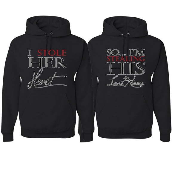 Wild Bobby, I Stole Her Heart I'm Stealing His Last Name His and Hers Matching Couples , Black, Mens S-Womens S