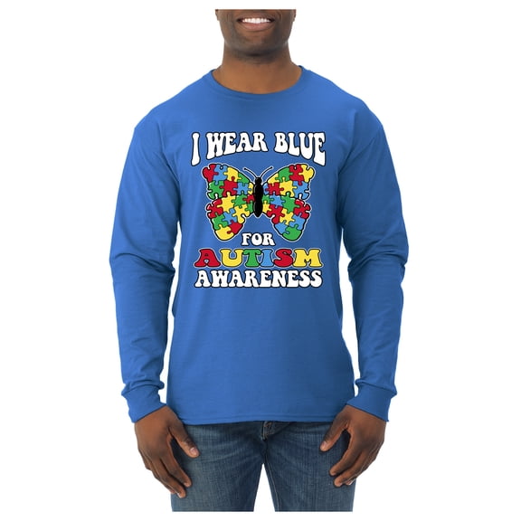 Wild Bobby I Wear Blue for Autism Awareness Men Long Sleeve Shirt