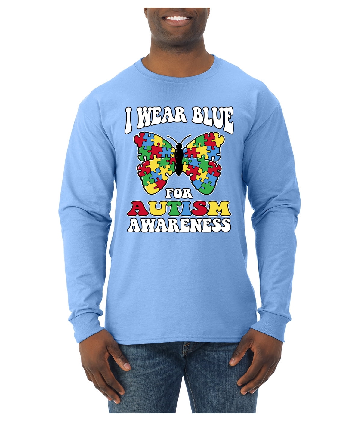 Wild Bobby I Wear Blue for Autism Awareness Men Long Sleeve Shirt
