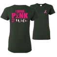 thumbnail image 1 of Wild Bobby, I Wear Pink For My Wife, Breast Cancer Awareness, Front and Back Women Graphic Tees, Forest Green, X-Large, 1 of 4