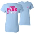thumbnail image 1 of Wild Bobby, I Wear Pink For My Wife, Breast Cancer Awareness, Front and Back Women Graphic Tees, Light Blue, Medium, 1 of 4