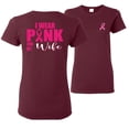 thumbnail image 1 of Wild Bobby, I Wear Pink For My Wife, Breast Cancer Awareness, Front and Back Women Graphic Tees, Maroon, Medium, 1 of 4