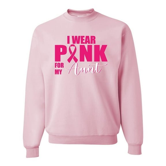 Wild Bobby, I Wear Pink for My Aunt Survivor Awareness Unisex Crewneck Graphic Sweatshirt, Light Pink, X-Large